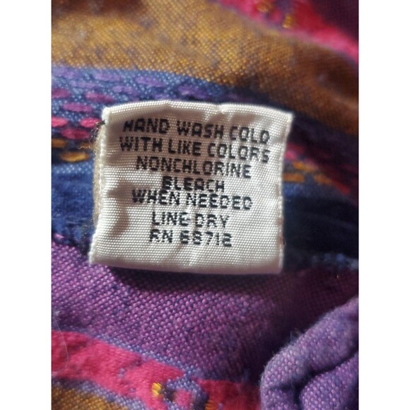 Vintage Angelique Free Size Hippie Boho Drawstring V-Neck Striped Pullover Top - Picture 10 of 11